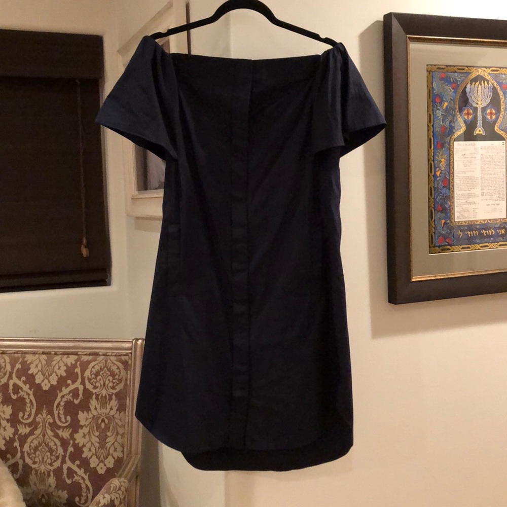 Vince Off-the-Shoulder Poplin Dress